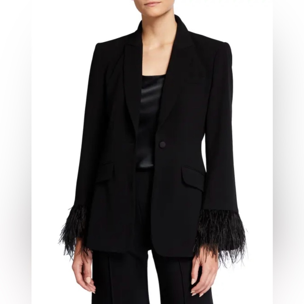 cinq à Sept Ostrich Feather Cheyenne Blazer size US 8